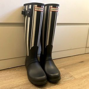 Hunter Wellington Tall Striped Rain & Garden Boots Women’s US Size 7